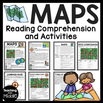 Preview of Map Skills Reading Comprehension Worksheets and Activities