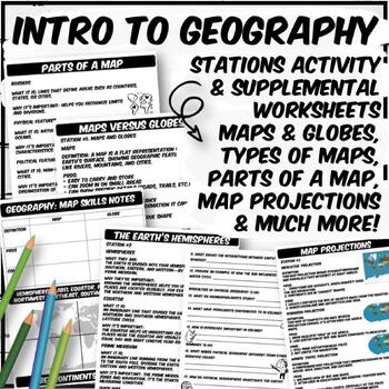 Preview of Map Skills Stations and Guided Notes Resources