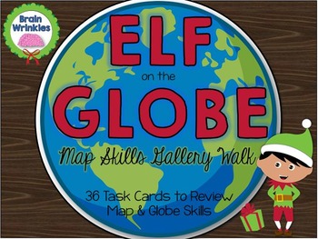 Preview of Elf on the Globe: Map Skills Task Cards
