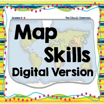 Preview of Map Skills Task Cards and Quiz | Digital Version | Distance Learning