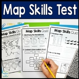 Map Skills Test | 3-Page Mapping Skills Quiz with Answer K