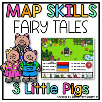 Preview of Map Skills Three Little Pigs Fairy Tales Digital and Printable Maps