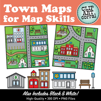 Preview of Map Skills Town Maps Clip Art