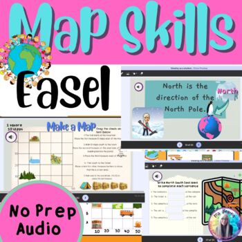Preview of Map Skills Unit - Easel Activity- Audio Narrations- 1st. grade