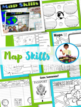 Preview of Map Skills Unit | Maps and Globes Activities | Types of Maps