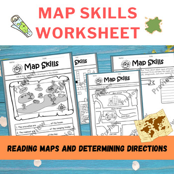 Preview of Map Skills Unit- Reading Maps and Determining Directions Activities