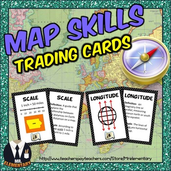 Preview of Map Skills Vocabulary Cards, Games, and Activities