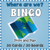 Map Skills Vocabulary BINGO & Memory Matching Card Game Activity