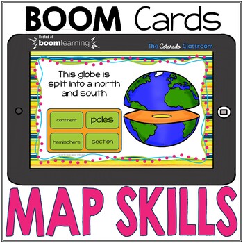 Preview of Map Skills Vocabulary and Task Card BOOM Cards Internet Activity