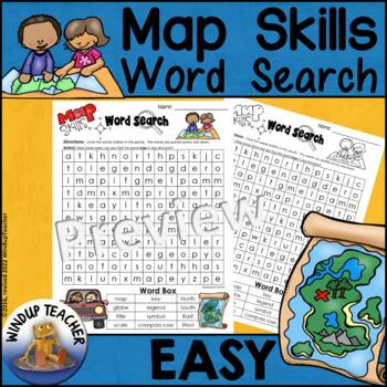 Preview of Map Skills Word Search Easy
