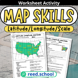 Map Skills Worksheet - Latitude, Longitude, Scale | 3rd, 4