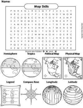 Free Map Skills Worksheets Map Skills Activity: Word Search Worksheet By Science Spot | Tpt