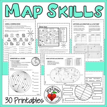 Preview of MAP SKILLS UPDATED Worksheets 30 Page Comprehensive Unit