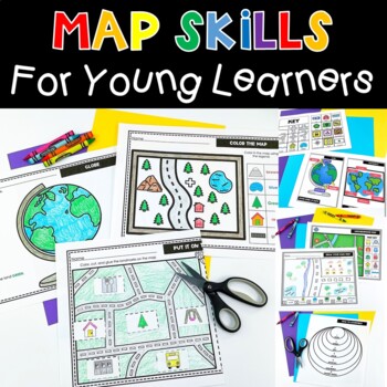Preview of Map Skills Activities and Worksheets Perfect For Me On A Map Kindergarten