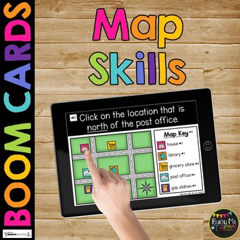 Preview of Map Skills and Directions BOOM CARDS™ Distance Learning | Reading a Map