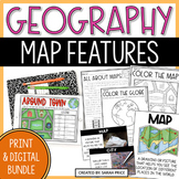 Map Skills and Features Worksheets and Digital Activities Bundle