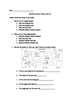 Preview of Map Skills and Five Themes of Geography Unit Test