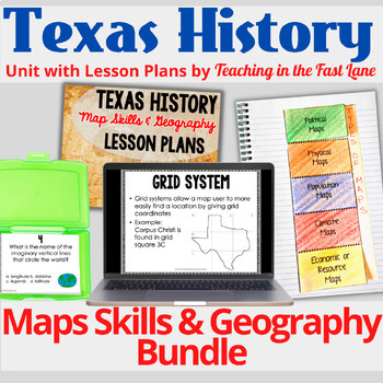 Preview of Map Skills and Geography Bundle - 4th Grade Texas History Activities