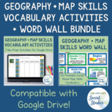 Map Skills and Geography Vocabulary Activity Set and Word 