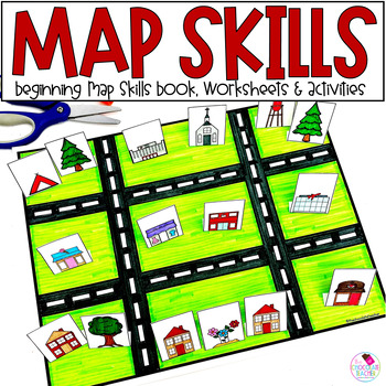 Preview of Map Skills Worksheets, Books, Lap Book, Map Activities for Social Studies