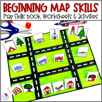Preview of Map Skills Worksheets Book Lapbook - Reading a Map, Cardinal Directions, Compass