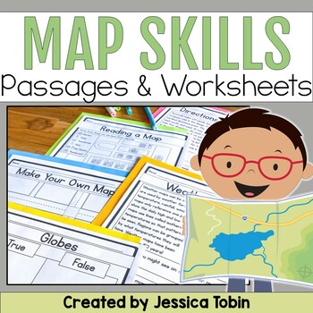 Preview of Map Skills and Types of Maps Unit, Social Studies Worksheets for 2nd & 3rd Grade
