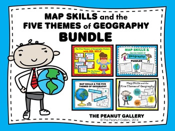 Preview of Map Skills & Five Themes of Geography Activity Bundle | Unit Activities