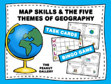 Map Skills and the Five Themes of Geography (Task Cards & Bingo)