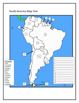 South And Central America Map Map Tests   South and Central America by Scott Harder | TpT