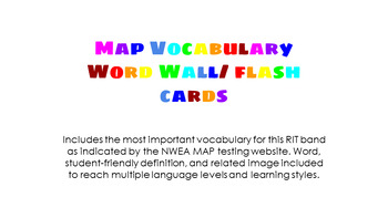 Preview of Map Vocabulary Word Wall/Flashcards RIT 171 - 210