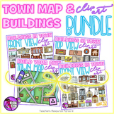 Town Map and Buildings clip art bundle