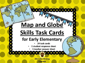 Preview of Map and Globe Skills Task Cards for Early Elementary
