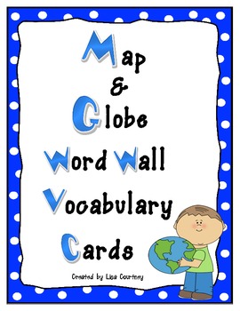 Preview of Map and Globe Word Wall Vocabulary Cards - geography FREEBIE!