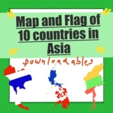 Map and flag of (ASEAN countries) 10 countries in South East Asia