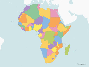 Preview of Map of Africa with multicolor Countries