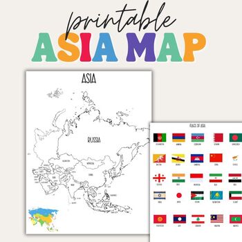 Preview of Map of Asia | Printable | Instant Download | PDF