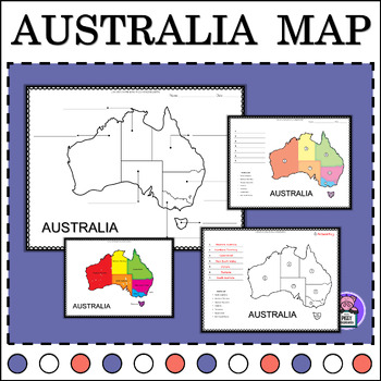 Preview of Australia Map Quiz Labeling State and Territories | Geography Map of Australia