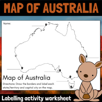 Preview of Map of Australia Labelling Activity Worksheet