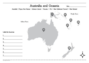 Map of Australia and Oceania Worksheet by Campaign Classroom | TpT