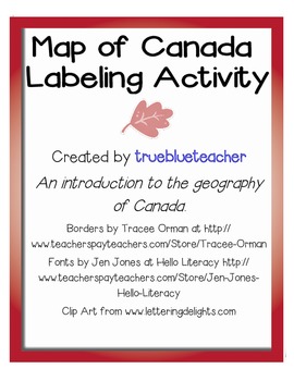 Preview of Map of Canada Activity & Assignment