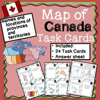 Preview of Map of Canada Grade 2 TASK CARDS - 24