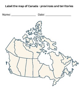 Map of Canada - cut and glue provinces, territories and capital cities