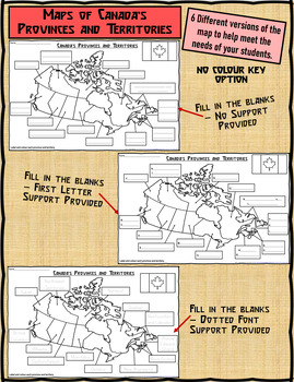 Preview of Map of Canada's Provinces and Territories For Students to Label and Colour