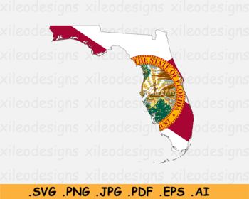 Preview of Map of Florida United States FL, USA with State Flag - SVG PNG JPG PDF EPS AI
