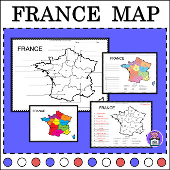 Preview of France Map Quiz Labeling the State | Numbered | Geography Map of France