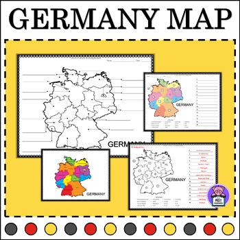 Preview of Germany Map Quiz Labeling the States | Numbered | Geography Map of Germany