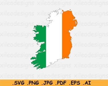 Preview of Map of Ireland with the Irish National Flag - SVG PNG JPG PDF EPS AI