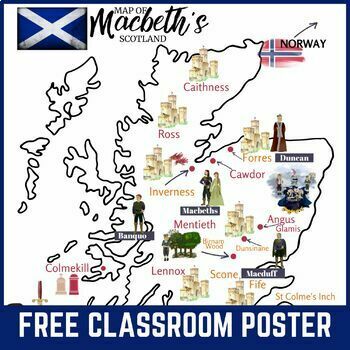 Preview of Map of Macbeth's Scotland - Free Printable Macbeth Resource - Handout or Poster