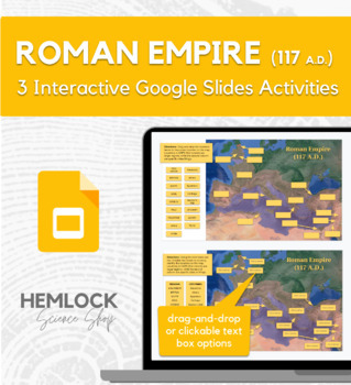 Preview of Map of Rome (117 A.D.) - drag-and-drop, labeling activity in Google Slides