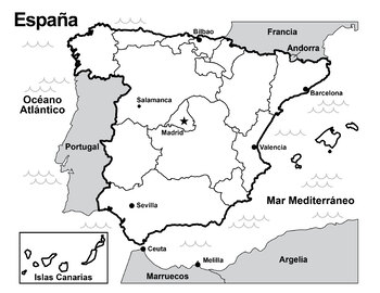 Map Of Spain Black And White - Image Florida Map